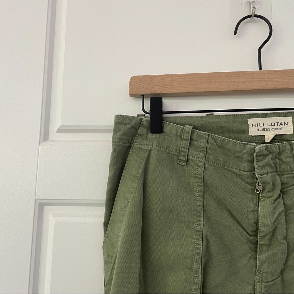 Nili Lotan Cropped French Military Pants Camo Green Grosgrain Tape - Picture 8 of 8
